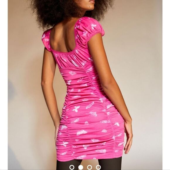 Urban Outfitters Butterfly Brenan Ruched mini dress NWT - Picture 3 of 11